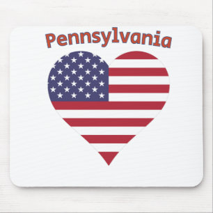 Pennsylvania American Flag Heart Mousepad