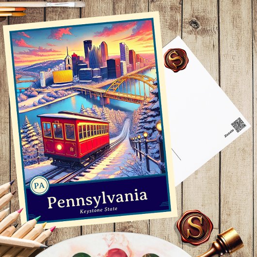 Pennsylvania | Anime Style Cel Schattenkarte Postkarte