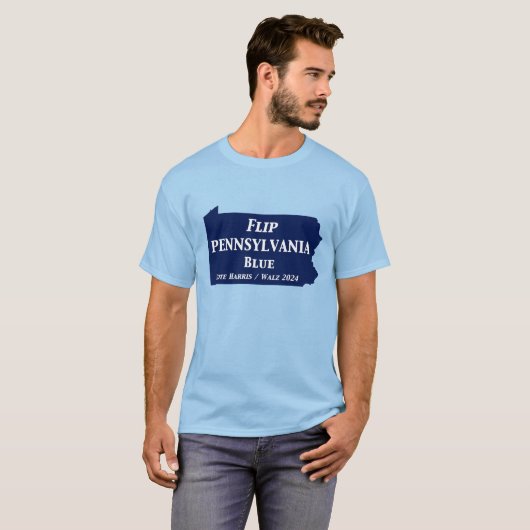 Pennsylvania Blue im Jahr 2024 gedreht T-Shirt (Vorne ganz)