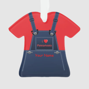 Pennsylvania Countys Overalls Heart Ornament
