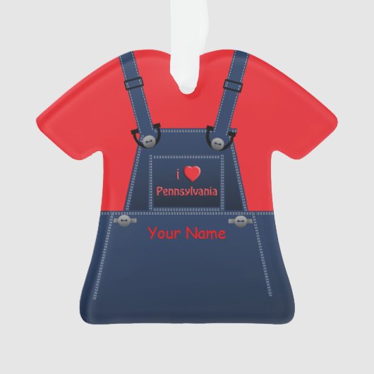 Pennsylvania Countys Overalls Heart Ornament (Vorderseite)