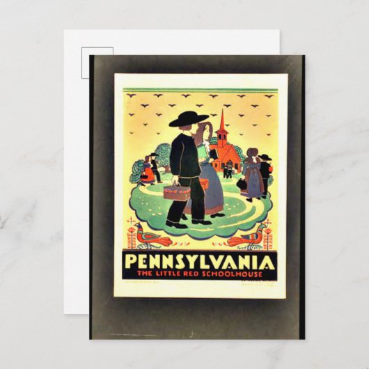 Pennsylvania, das kleine rote Schulhaus Postkarte (Vorne/Hinten)