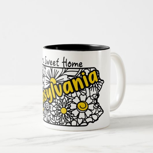 Pennsylvania Doodle Blume Zweifarbige Tasse (VorderseiteRechts)
