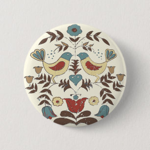 Pennsylvania Dutch Amish Hex Sign Bird Americana Button