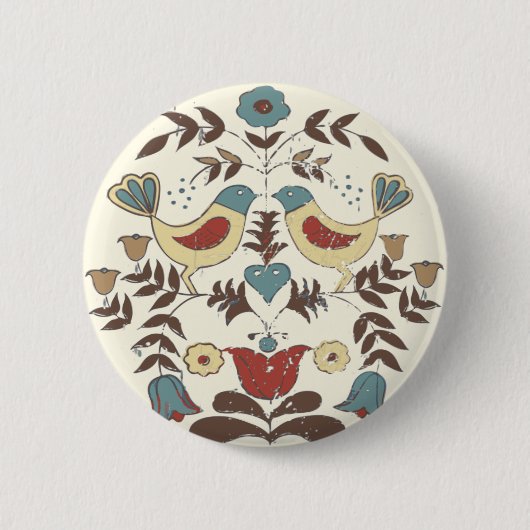 Pennsylvania Dutch Amish Hex Sign Bird Americana Button (Vorderseite)