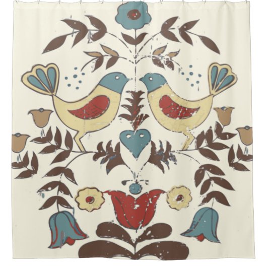 Pennsylvania Dutch Amish Hex Sign Bird Americana Duschvorhang (Vorderseite)