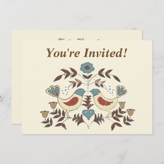 Pennsylvania Dutch Amish Hex Sign Bird Americana Einladung (Vorne/Hinten)