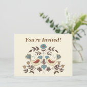 Pennsylvania Dutch Amish Hex Sign Bird Americana Einladung (Stehend Vorderseite)