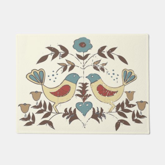 Pennsylvania Dutch Amish Hex Sign Bird Americana Fußmatte (Vorderseite)