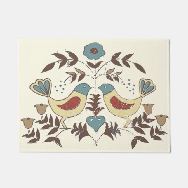 Pennsylvania Dutch Amish Hex Sign Bird Americana Fußmatte (Vorderseite)