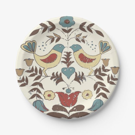 Pennsylvania Dutch Amish Hex Sign Bird Americana Pappteller (Vorderseite)