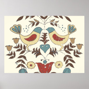 Pennsylvania Dutch Amish Hex Sign Bird Americana Poster