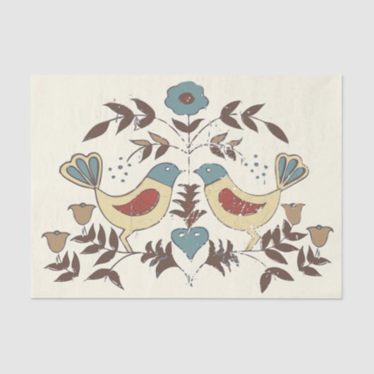 Pennsylvania Dutch Amish Hex Sign Bird Americana Seidenpapier (Vorderseite)