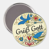 Pennsylvania Dutch Hex Sign Grüß Gott Magnet (Vorderseite/Rückseite)