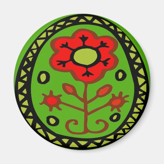 Pennsylvania Dutch Hex Sign Red Blume Magnet (Vorne)