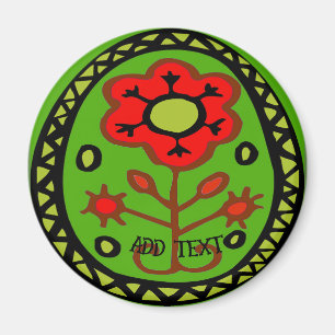 Pennsylvania Dutch Hex Sign Red Blumen Magnet