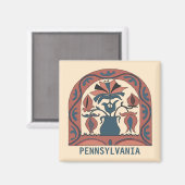 Pennsylvania Dutch Hex Sign, Text bearbeiten Magnet (Vorderseite/Rückseite)