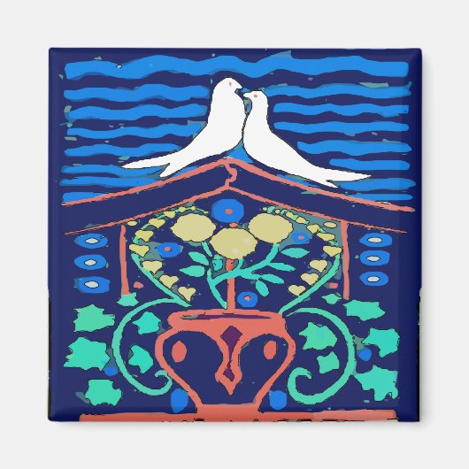 Pennsylvania Dutch, Love Birds Hex Sign Magnet (Vorne)