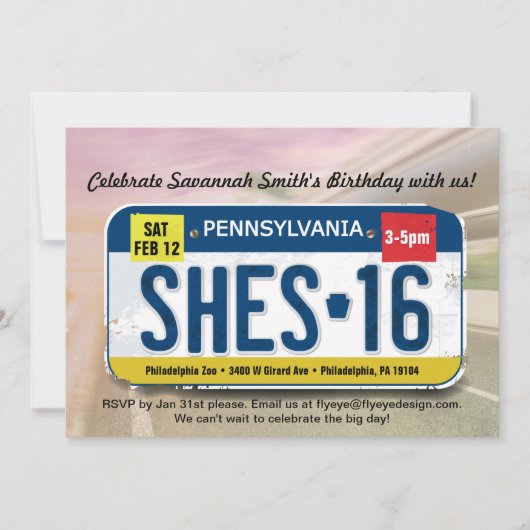 Pennsylvania Einladung der Mädchen zum 16. Geburts (Vorderseite)