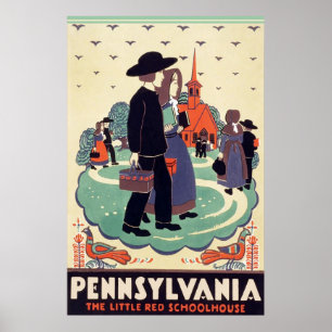 Pennsylvania Eisenbahn Kleines rotes Schulhaus Poster