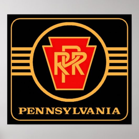 Pennsylvania Eisenbahn-Logo, Black & Gold Poster (Vorne)