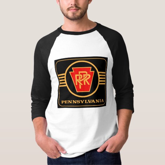 Pennsylvania-Eisenbahn-Logo, lange Hülse Ragland T-Shirt (Vorderseite)