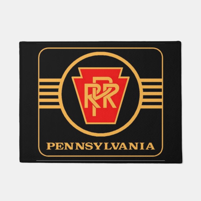 Pennsylvania Eisenbahn-Logo, Schwarz & Gold Fußmatte (Vorderseite)