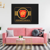 Pennsylvania Eisenbahn-Logo, Schwarz & Gold Leinwanddruck (Insitu (Wohnzimmer))