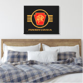 Pennsylvania Eisenbahn-Logo, Schwarz & Gold Leinwanddruck (Insitu (Schlafzimmer))
