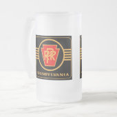 Pennsylvania Eisenbahn-Logo, Schwarz & Gold Mattglas Bierglas (Vorderseite Links)
