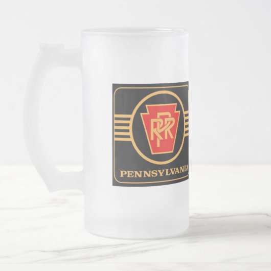 Pennsylvania Eisenbahn-Logo, Schwarz & Gold Mattglas Bierglas (Links)