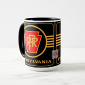 Pennsylvania Eisenbahn-Logo, Schwarz & Gold Tasse (Vorderseite Links)