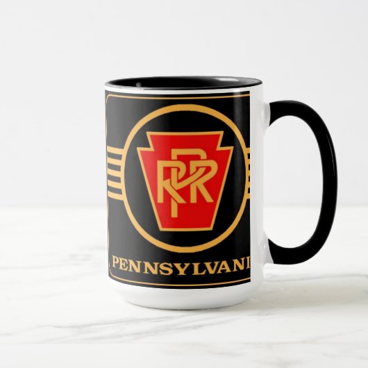 Pennsylvania Eisenbahn-Logo, Schwarz & Gold Tasse (Rechts)