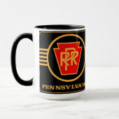 Pennsylvania Eisenbahn-Logo, Schwarz & Gold Tasse (Links)
