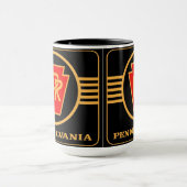 Pennsylvania Eisenbahn-Logo, Schwarz-Gold-Tasse Tasse (Zentrum)