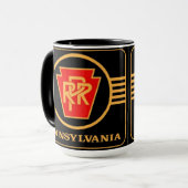 Pennsylvania Eisenbahn-Logo, Schwarz-Gold-Tasse Tasse (Vorderseite Links)
