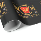 Pennsylvania Eisenbahn-Logo schwarz und gold Geschenkpapier (Rolleneckpunkt)