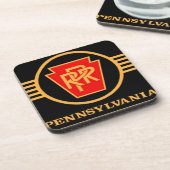 Pennsylvania Eisenbahn-Logo, Schwarz und Gold Getränkeuntersetzer (Linke Seite)