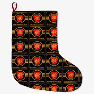 Pennsylvania-Eisenbahn-Logo-Schwarzes + Gold Großer Weihnachtsstrumpf