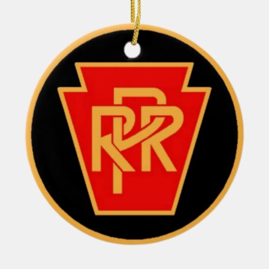Pennsylvania-Eisenbahn-Logo, Schwarzes u. Gold Keramik Ornament (Vorne)