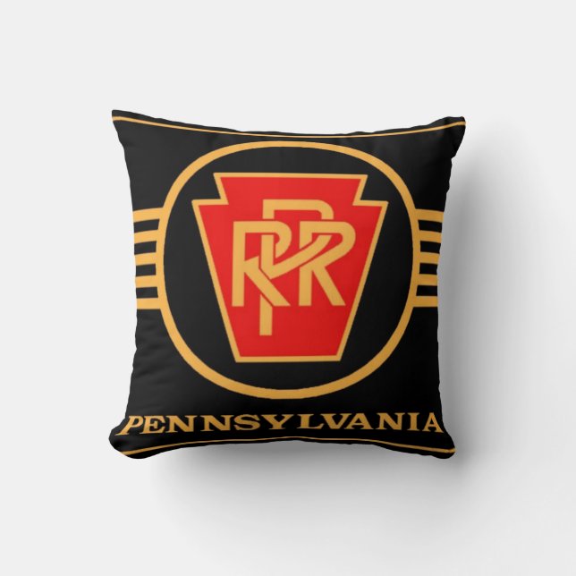 Pennsylvania-Eisenbahn-Logo, Schwarzes u. Gold Kissen (Vorderseite)