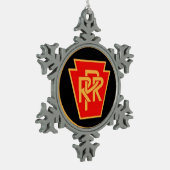 Pennsylvania-Eisenbahn-Logo, Schwarzes u. Gold Schneeflocken Zinn-Ornament (Links)