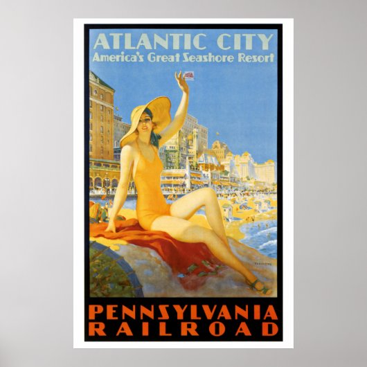 Pennsylvania Eisenbahn nach Atlantik Stadtplakat Poster (Vorne)