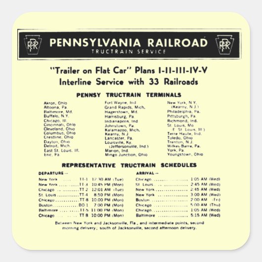 Pennsylvania Eisenbahn TrucTrain Service Stickers (Vorderseite)