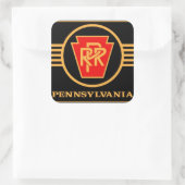 Pennsylvania Eisenbahnlogo, Schwarz-Gold-Aufkleber Quadratischer Aufkleber (Tasche)