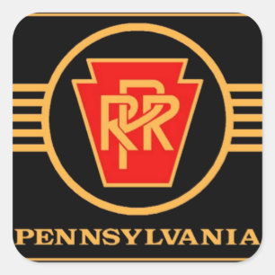 Pennsylvania Eisenbahnlogo, Schwarz-Gold-Aufkleber Quadratischer Aufkleber