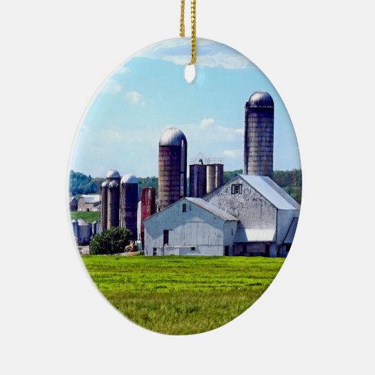 Pennsylvania-Farm mit Silos Keramik Ornament (Rechts)
