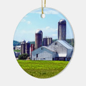 Pennsylvania-Farm mit Silos Keramik Ornament (Links)