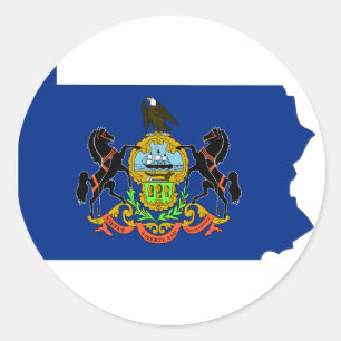 Pennsylvania Flag Karte Runder Aufkleber