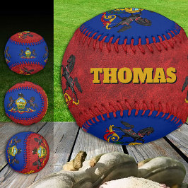 Pennsylvania-Flagge, Monogramm/Baseball-Bälle Baseball